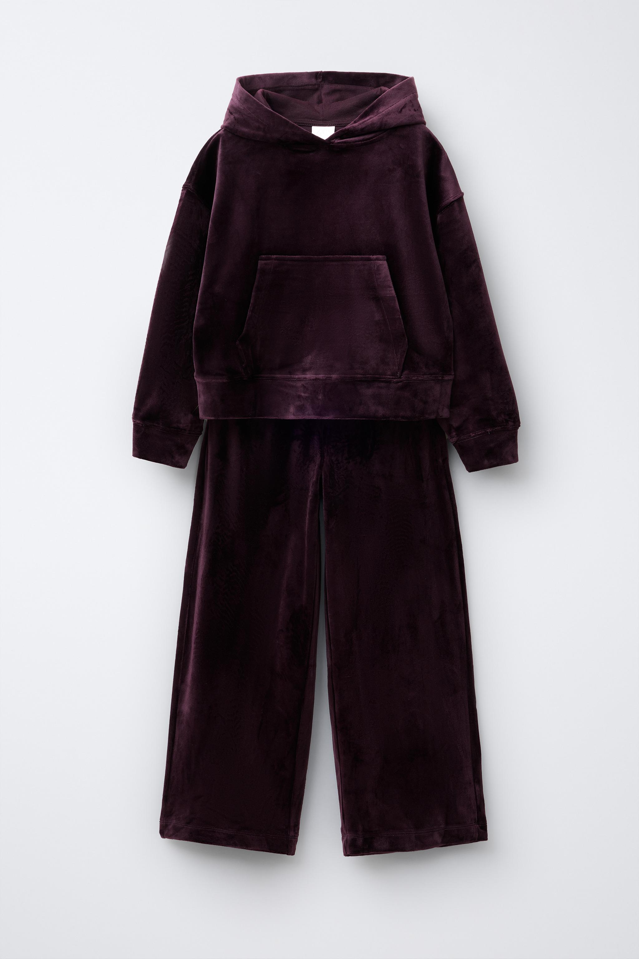HOODIE AND WIDE LEG VELOUR PANTS SET